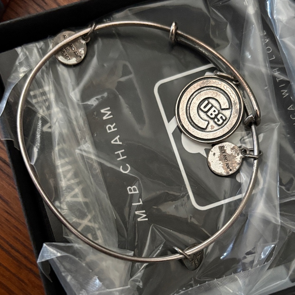 Alex and Ani Cubs Bangle Bracelet with MLB Charm - Picture 2 of 3